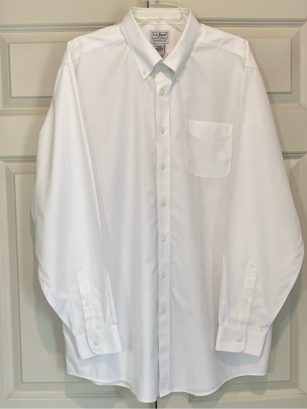 L.L. Bean White Traditional Fit Long Sleeve Button Down Dress Shirt Size 17/36